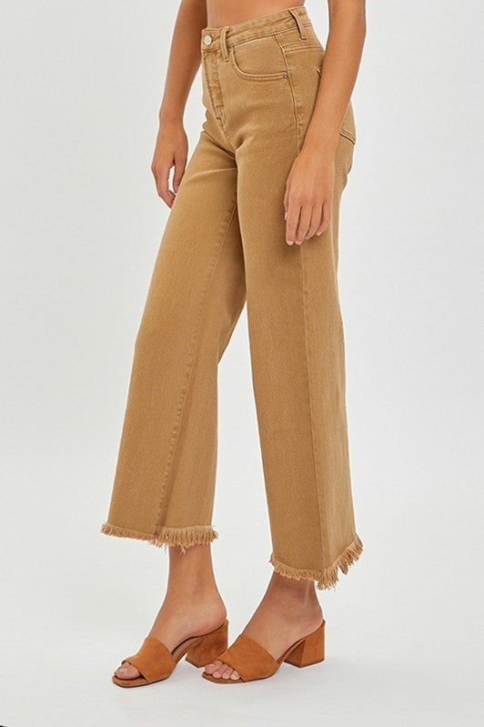 Sale! Risen High Rise Tummy Control Cropped Wide Leg Jeans