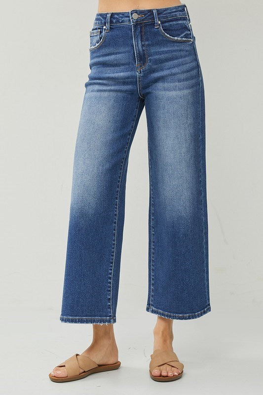 Risen Brand High Rise wide leg crop Jeans