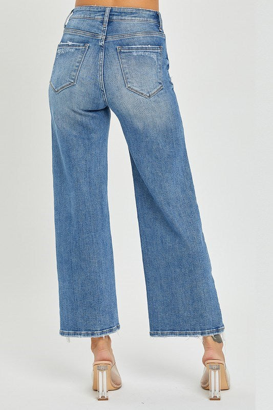 Risen Side Slit Ankle Flare Jeans