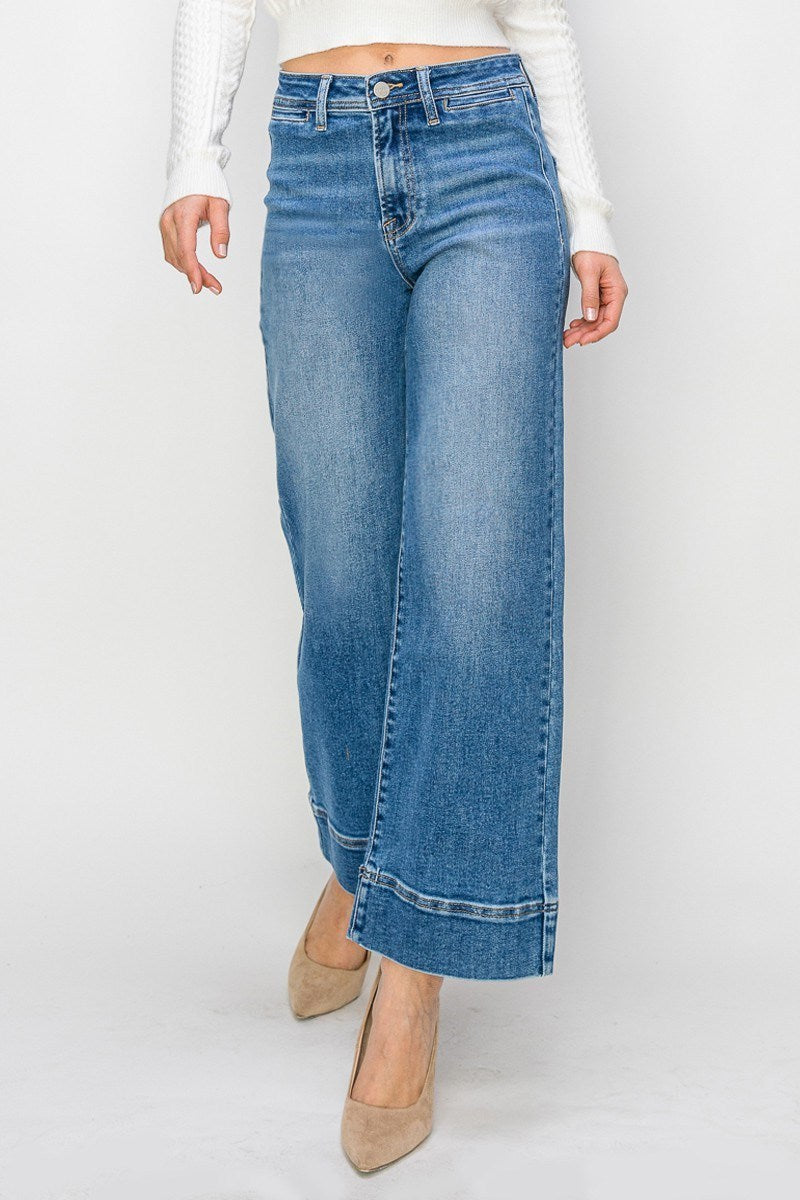 Risen Brand High Rise Wide Leg Denim in Medium Wash