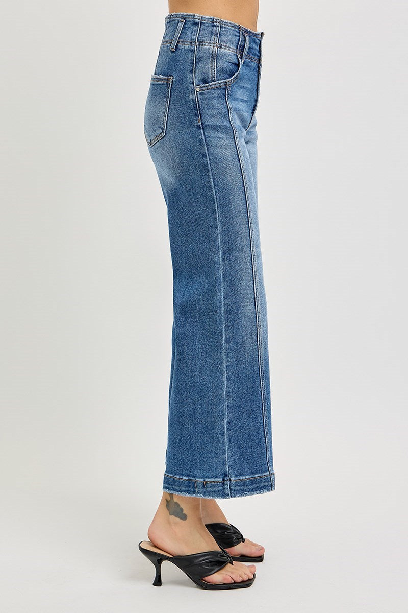 Risen High Rise Denim with Front Seam Detail