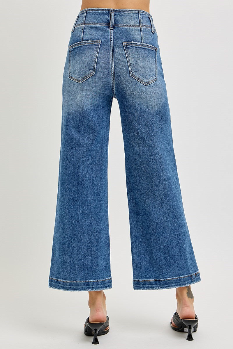 Risen High Rise Denim with Front Seam Detail