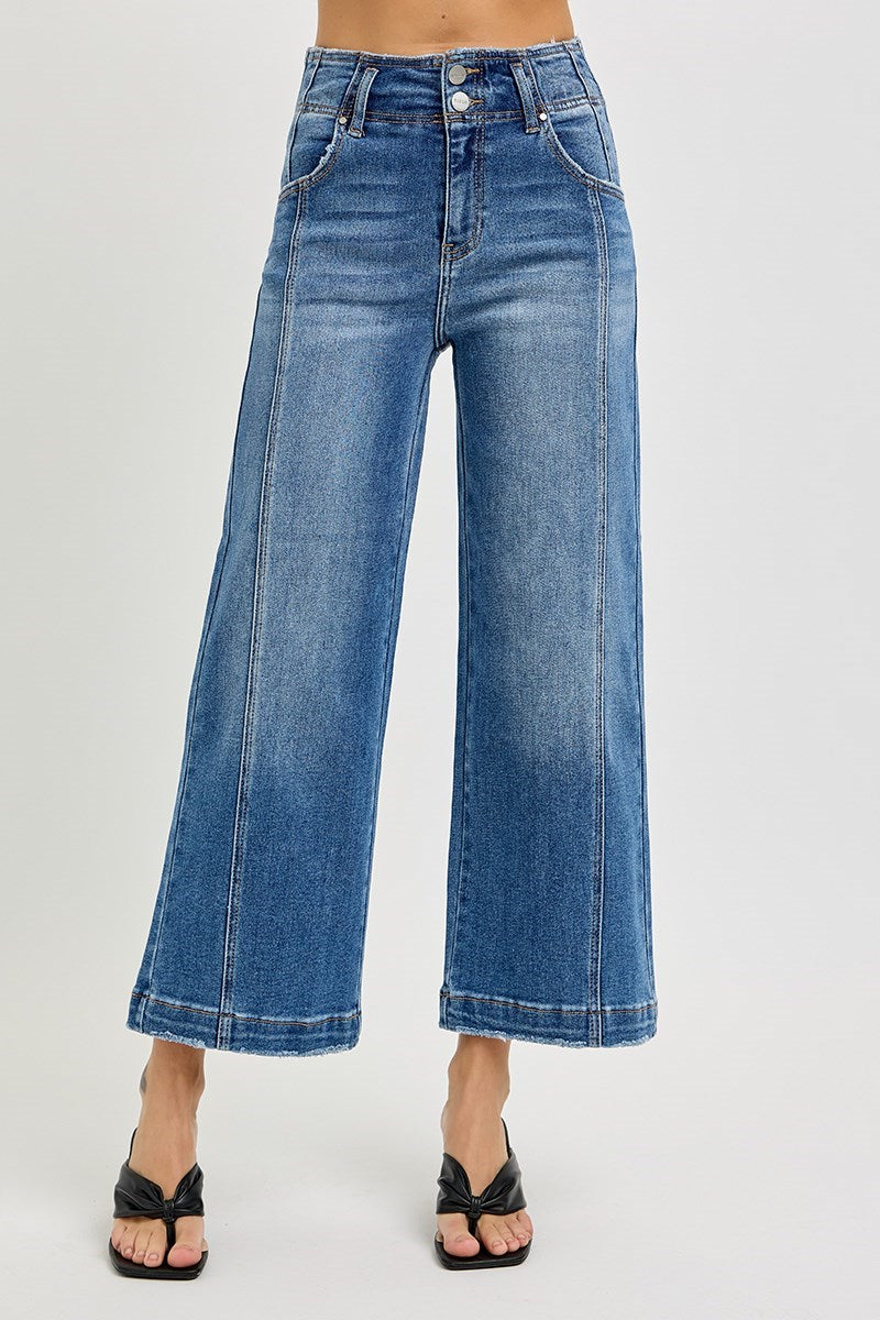 Risen High Rise Denim with Front Seam Detail