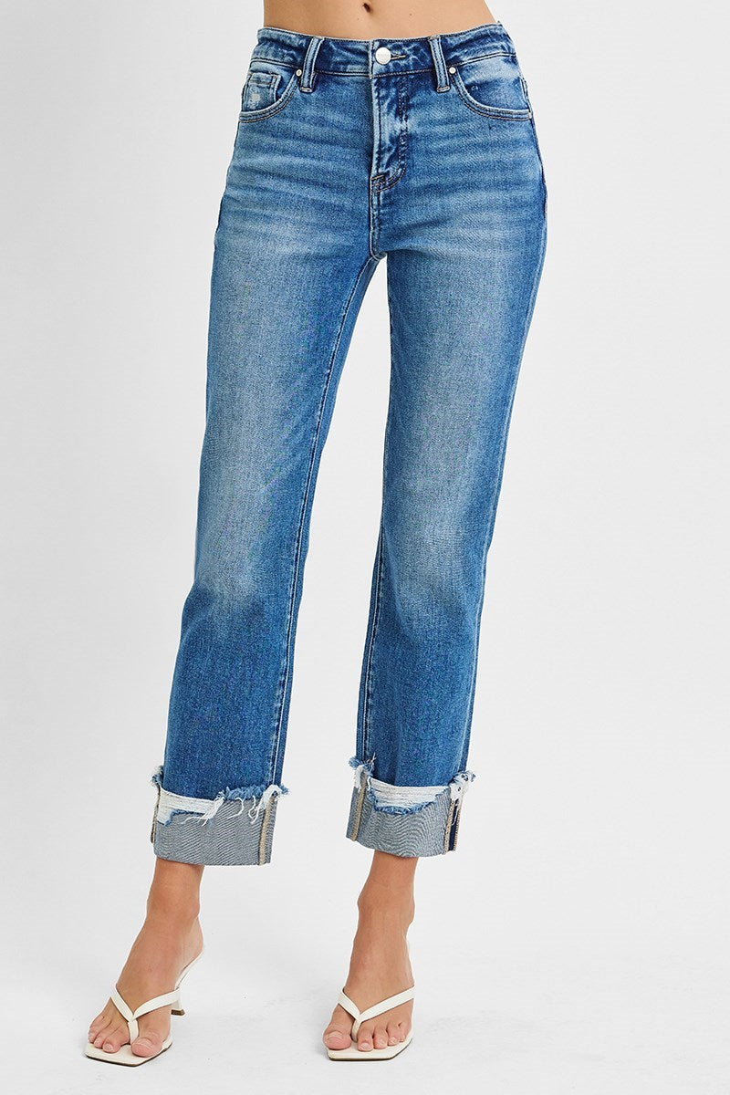 Risen Brand High Rise Crop Cuffed Jeans