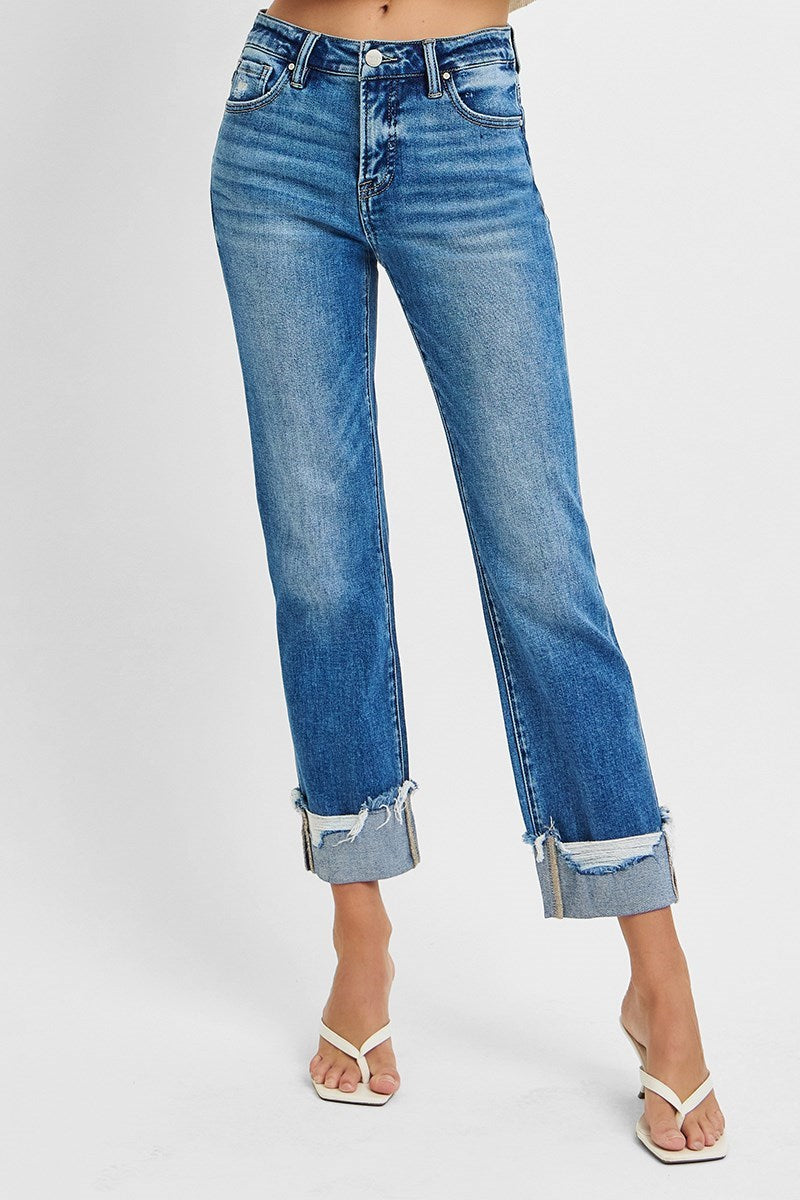 Risen Brand High Rise Crop Cuffed Jeans