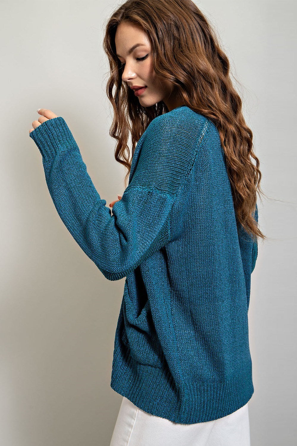 Button Down Cardigan in Teal