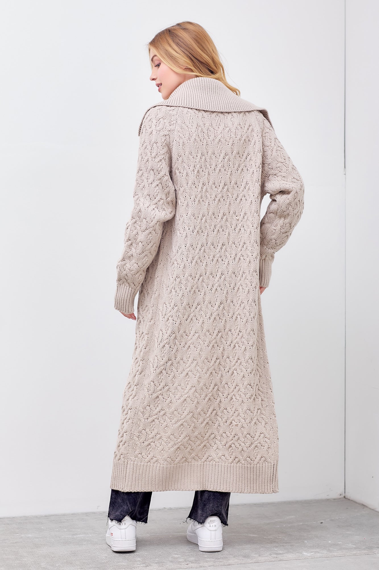 Long Sweater Cardigan in Oatmeal
