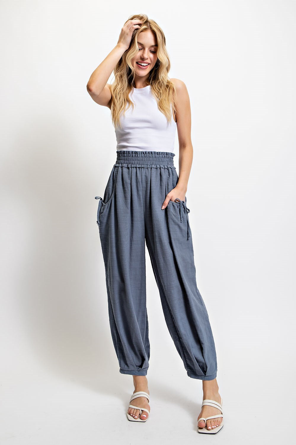 Voluminous Relaxed Pants in Slate Blue