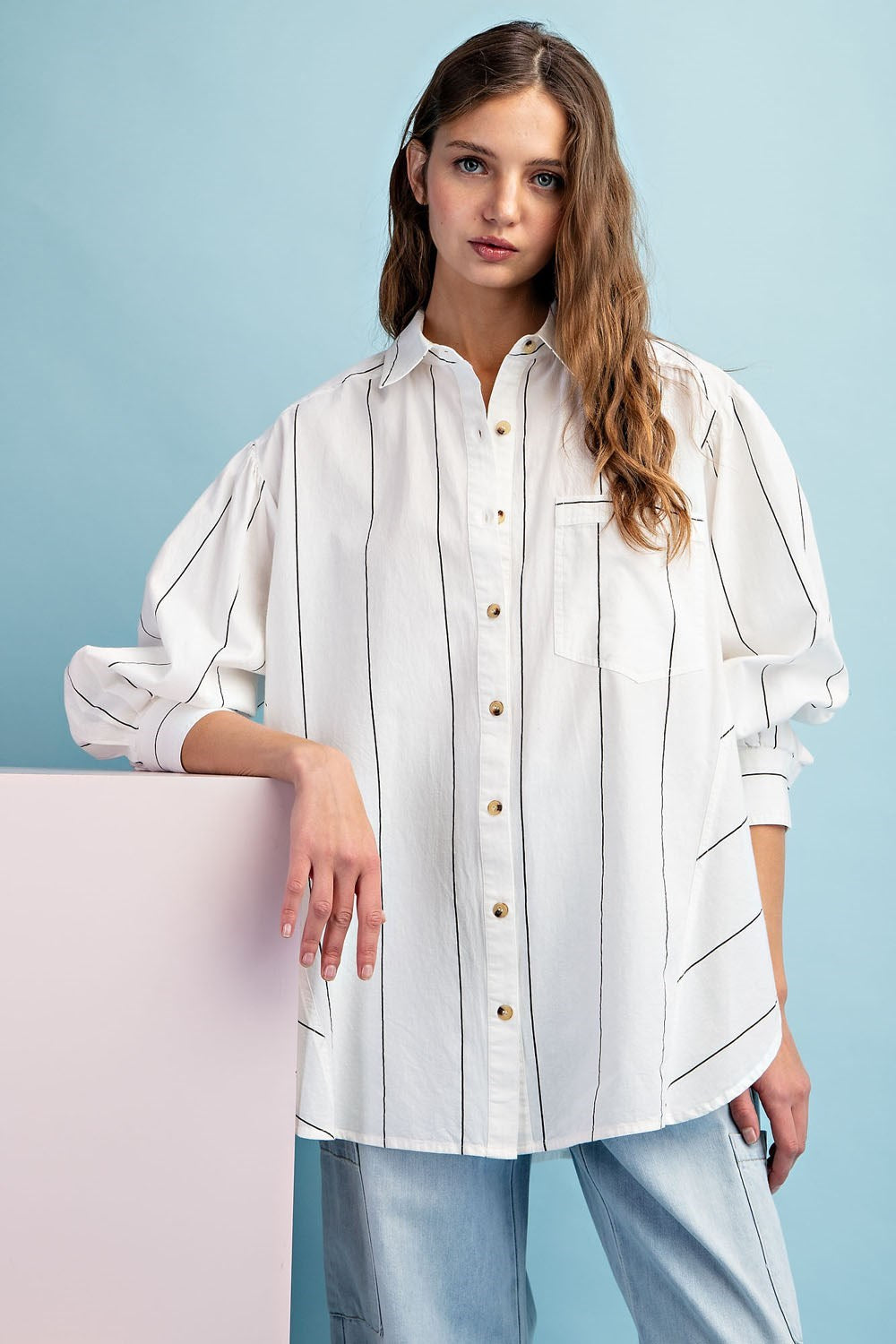 Striped long sleeve in black/white