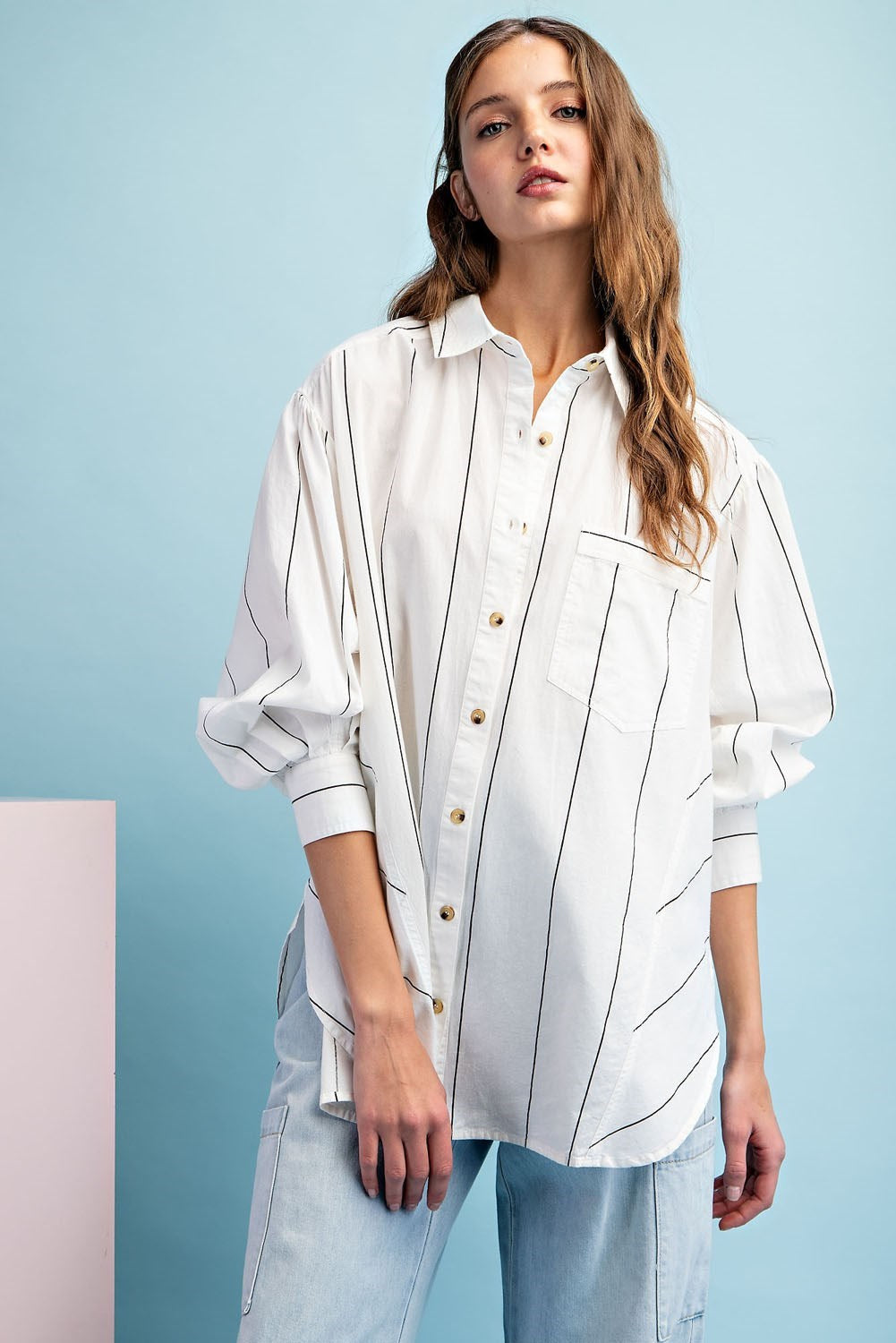 Striped long sleeve in black/white