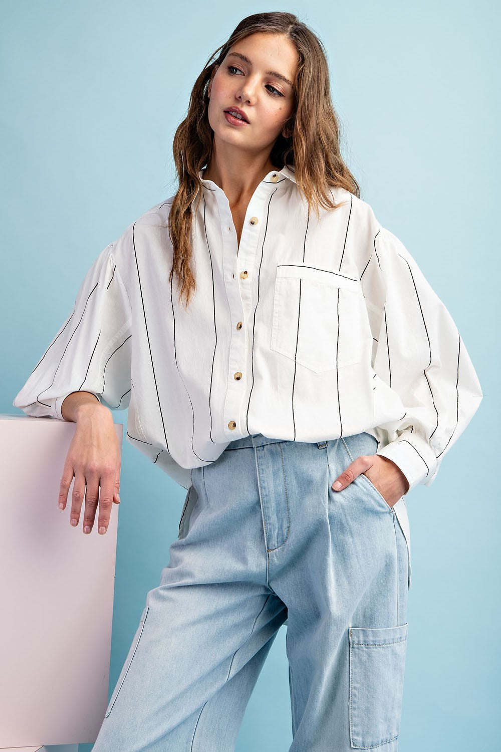Striped long sleeve in black/white