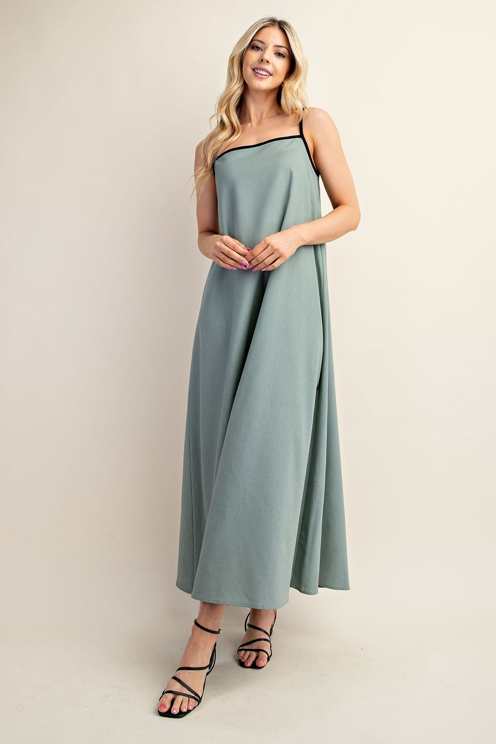 Linen Midi Dress in Teal