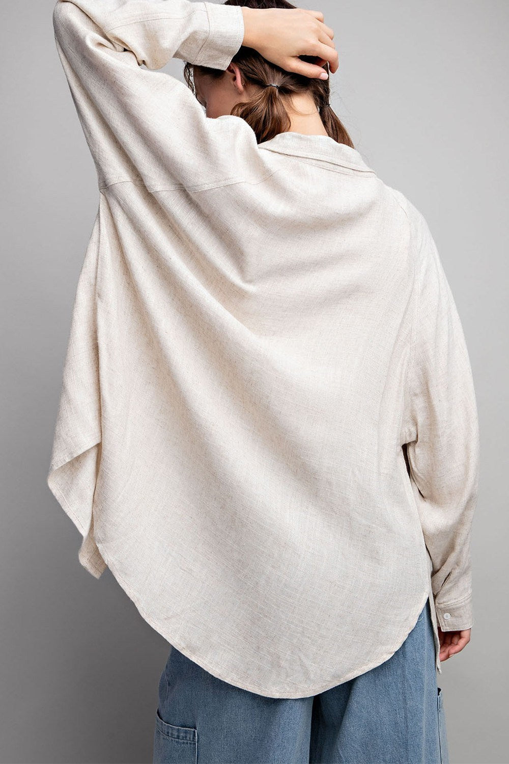 Linen Button Down Top in Cocoa