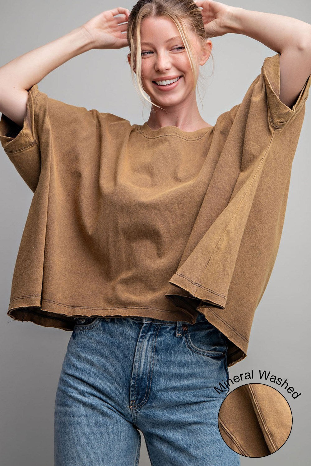Mineral washed short sleeve dolman top in Terra Cotta 30%0ff use code sale30