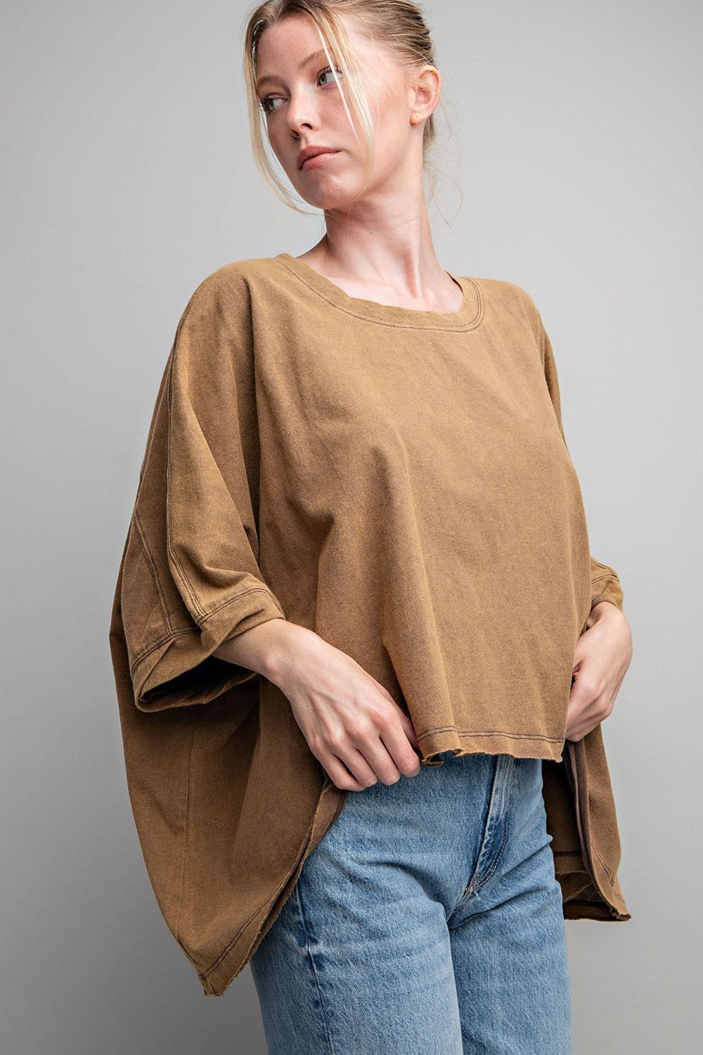 Mineral washed short sleeve dolman top in Terra Cotta 30%0ff use code sale30