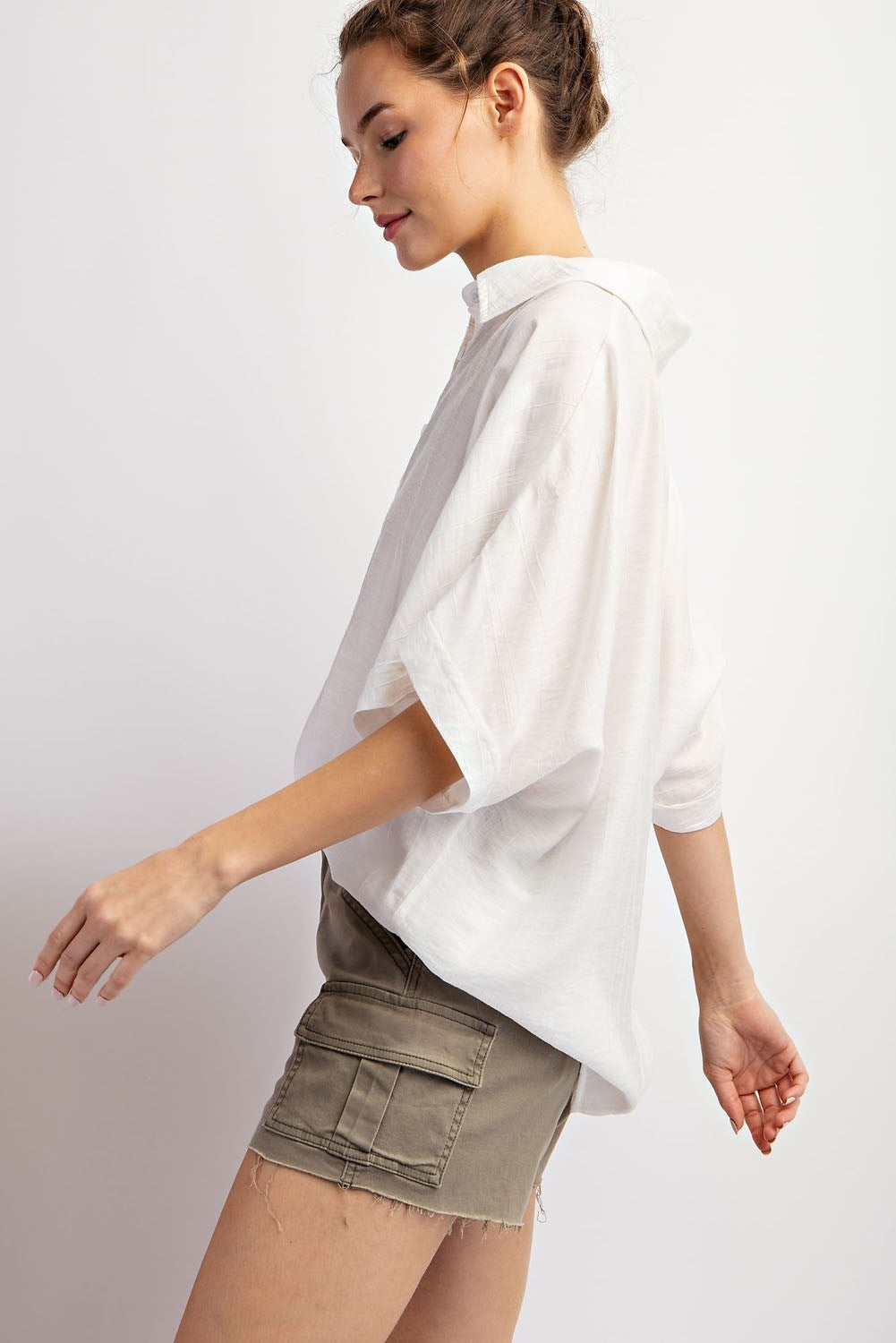 Textured Short Sleeve Blouse