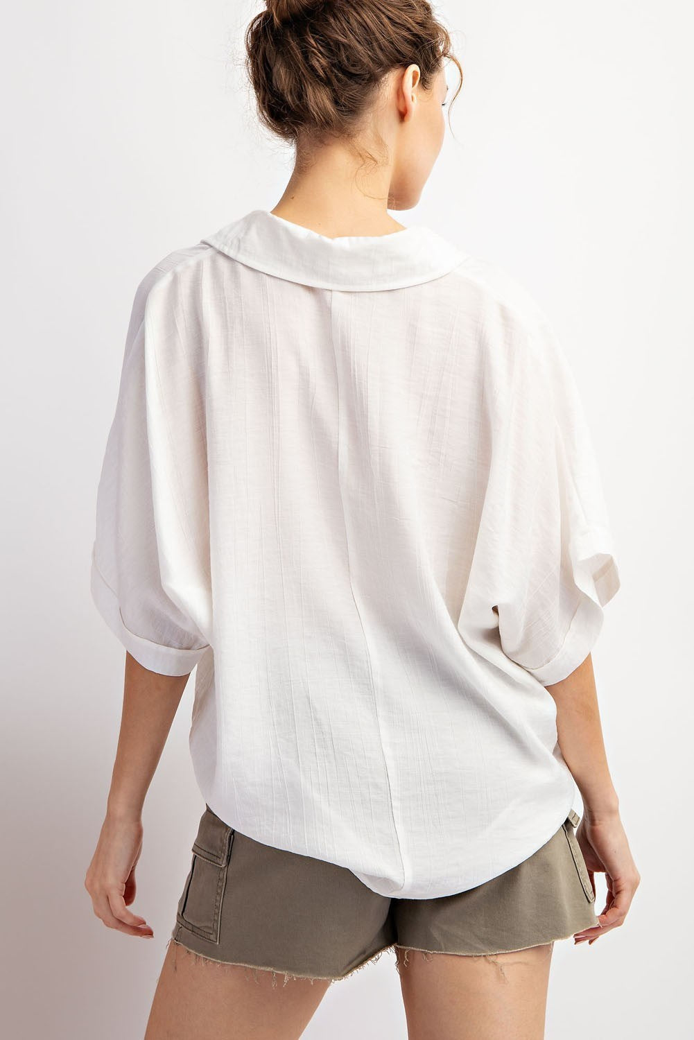 Textured Short Sleeve Blouse
