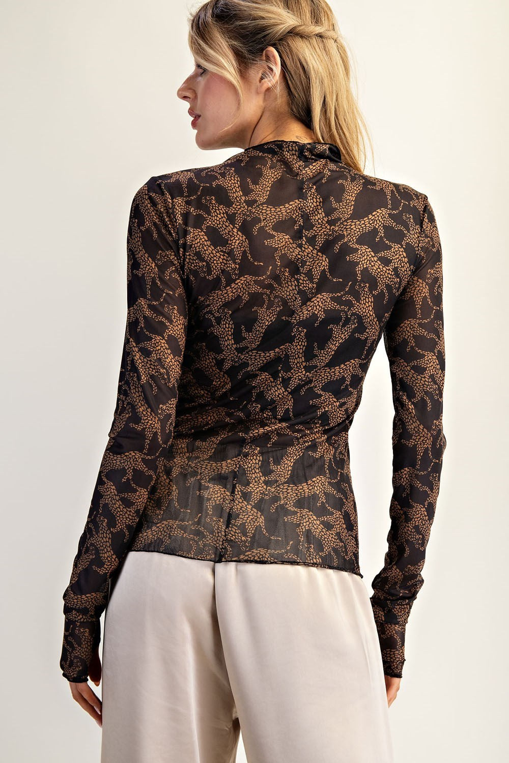 Leaping Leopard Mesh Top