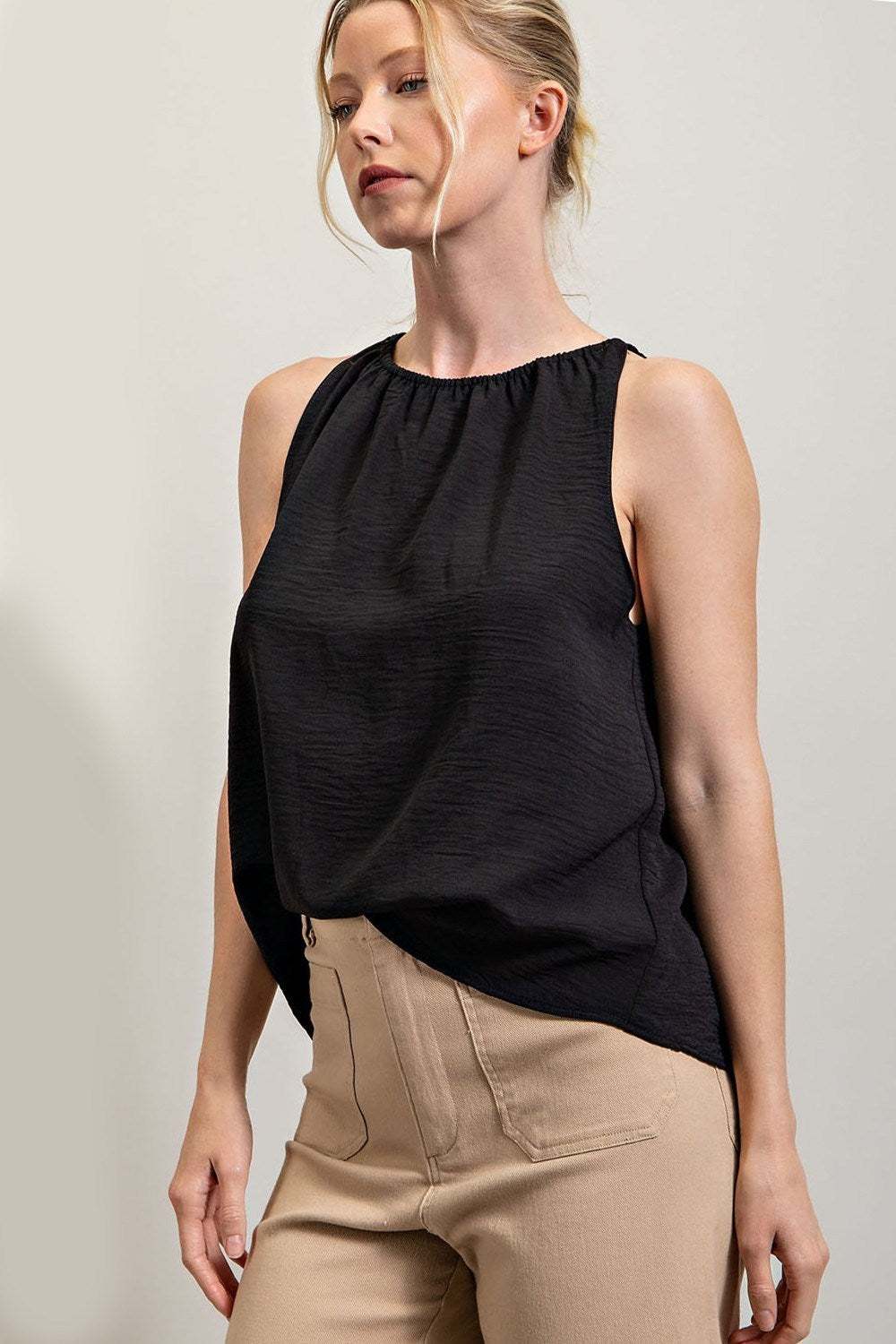 Sleeveless top with Ruching in black