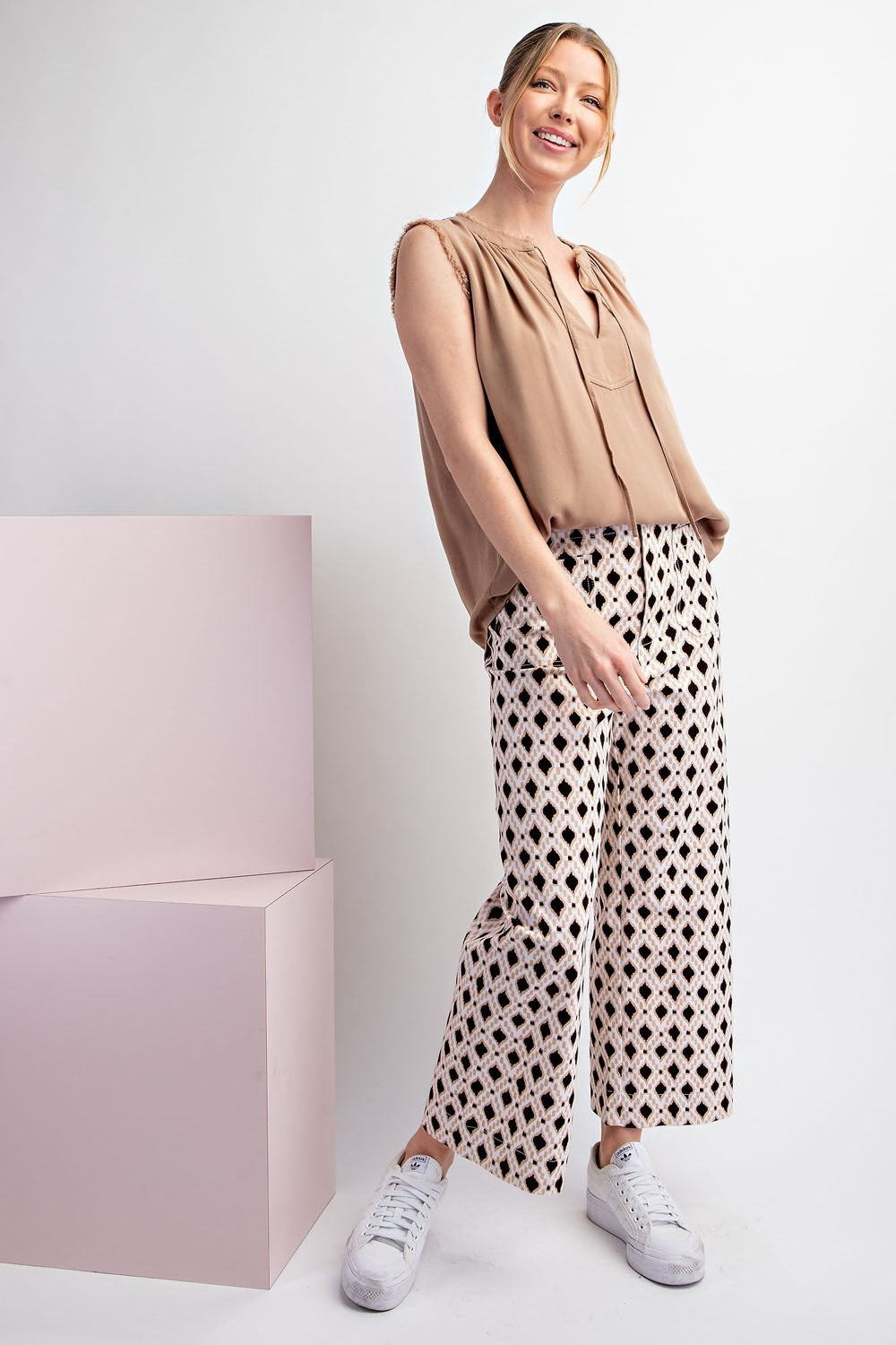 Raw Edge Sleeveless Top in Coco 40%off use code sale40