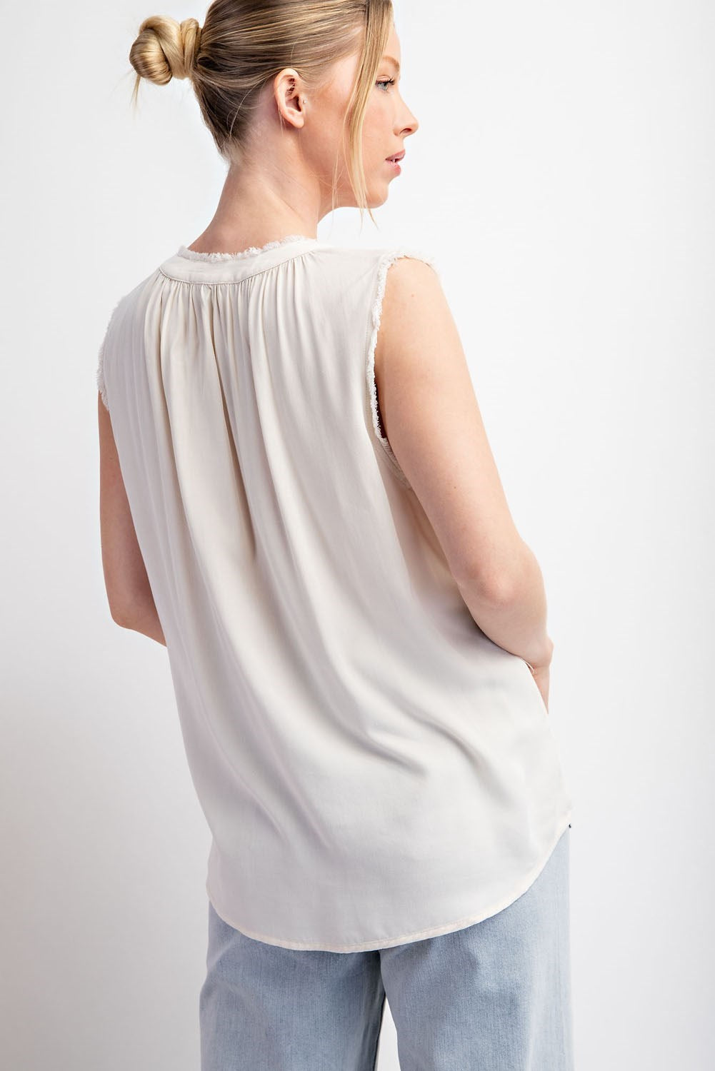 Raw Edge Sleeveless Top 30% off use code sale30