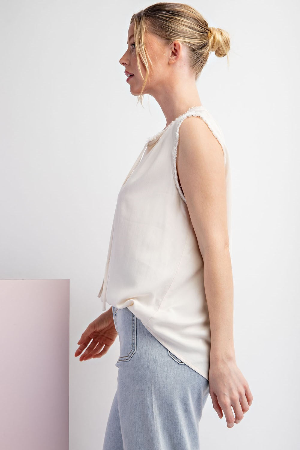 Raw Edge Sleeveless Top 30% off use code sale30