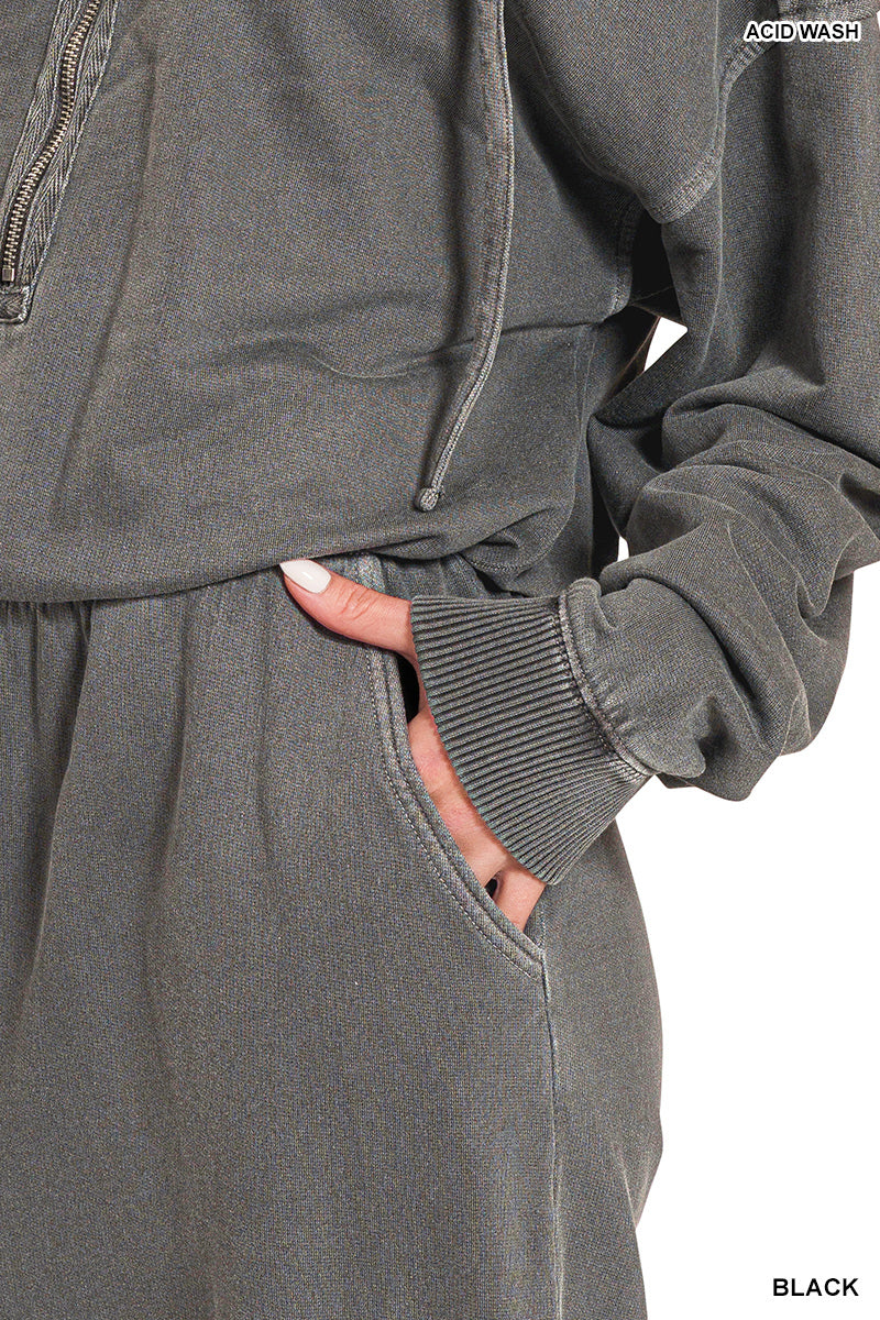 Washed Terry Jumpsuit in Black