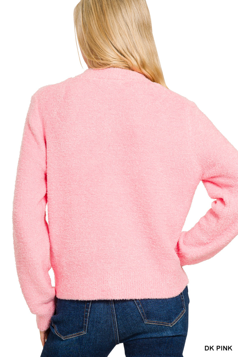 Sweet Heart Cardigan in Dark Pink