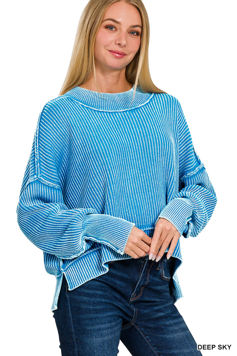 Oversized Crop Sweater in Deep Sky