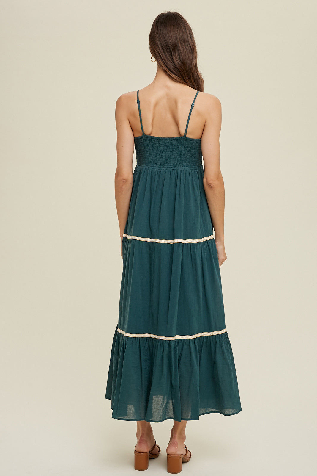 Smocked Maxi Dress in Teal