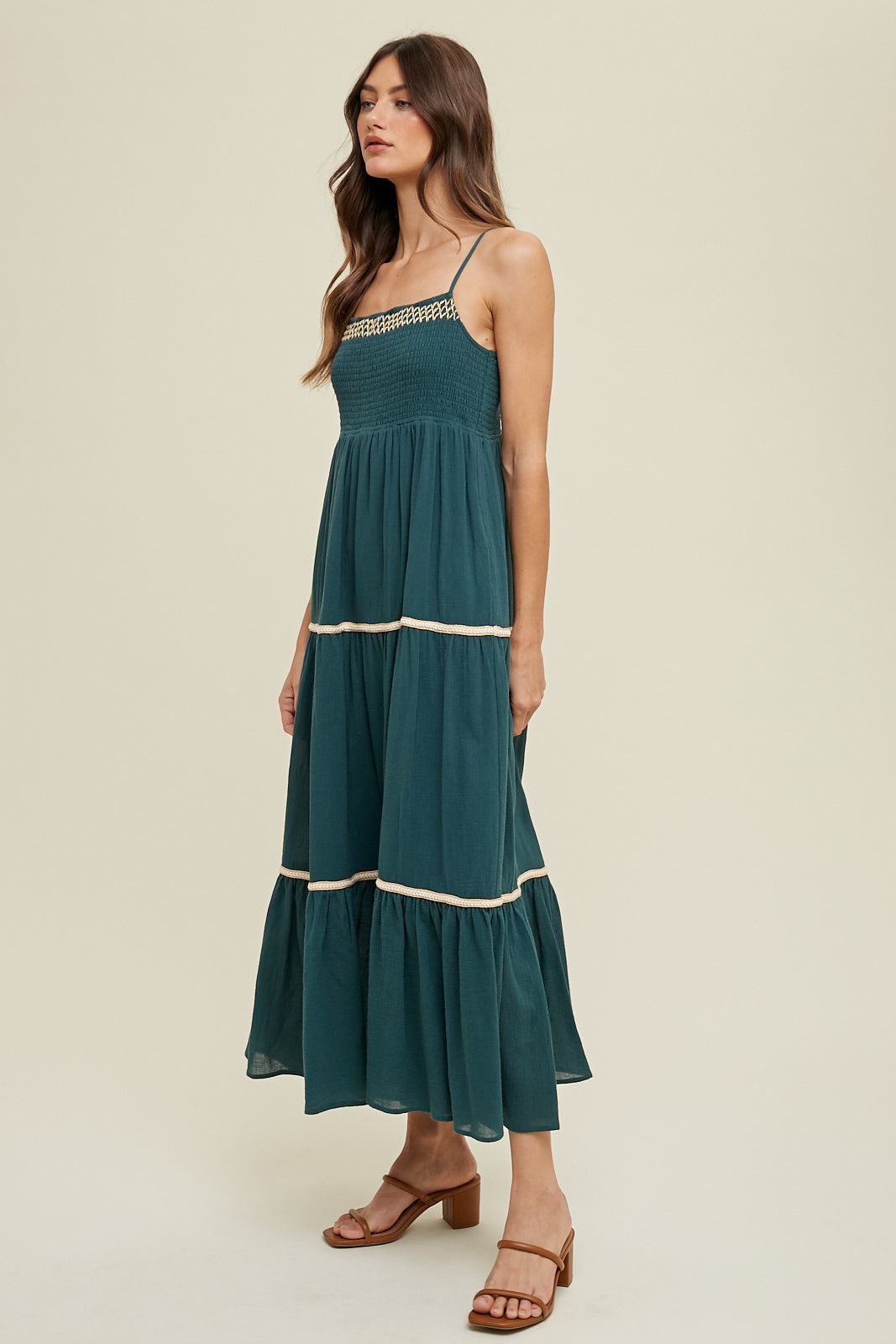 Smocked Maxi Dress in Teal