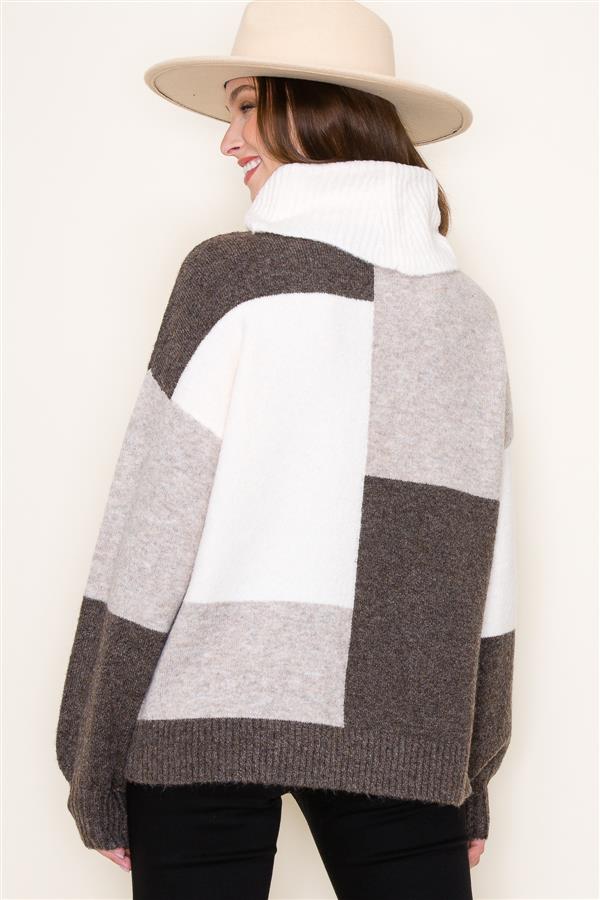 Balloon Sleeve Slouchy TurtleNeck