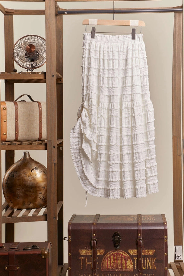 Maxi Ruffle Skirt in White