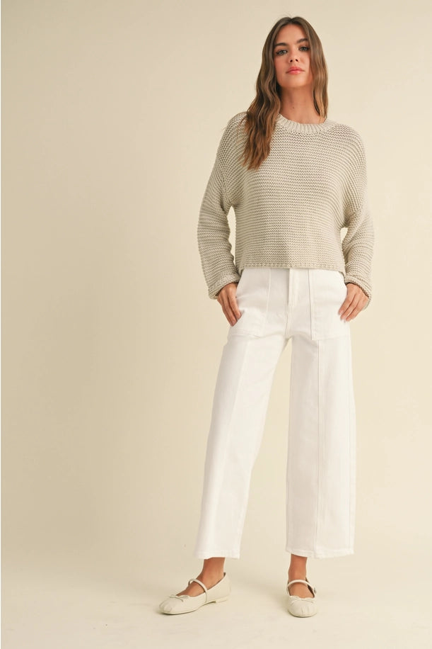 Paneled Stretch Pants in White