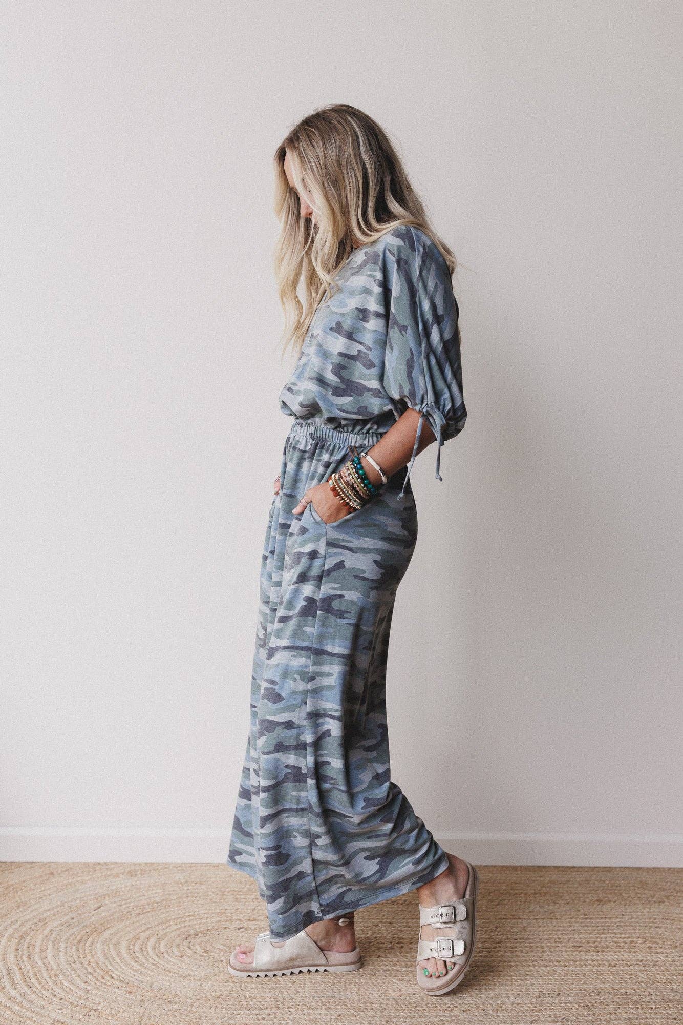 Carolina Comfy Wide Leg Jumpsuit - Camo