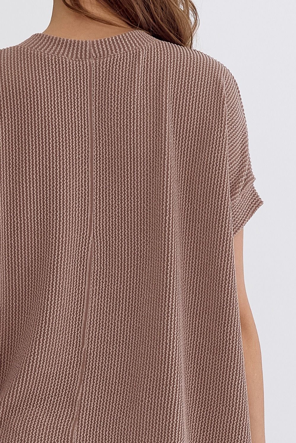 Ribbed Short Sleeve top in Acorn