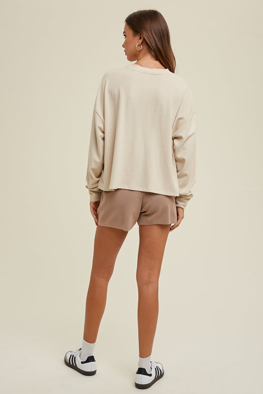 SOFT RELAXED CROP KNIT TOP in 3 colors