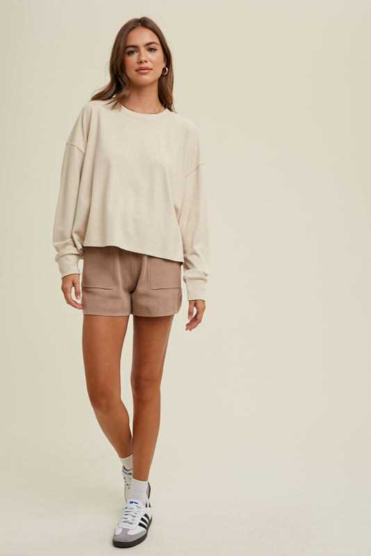 SOFT RELAXED CROP KNIT TOP in 3 colors