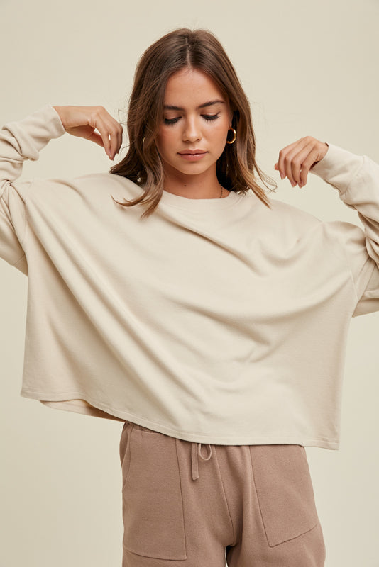 SOFT RELAXED CROP KNIT TOP in 3 colors