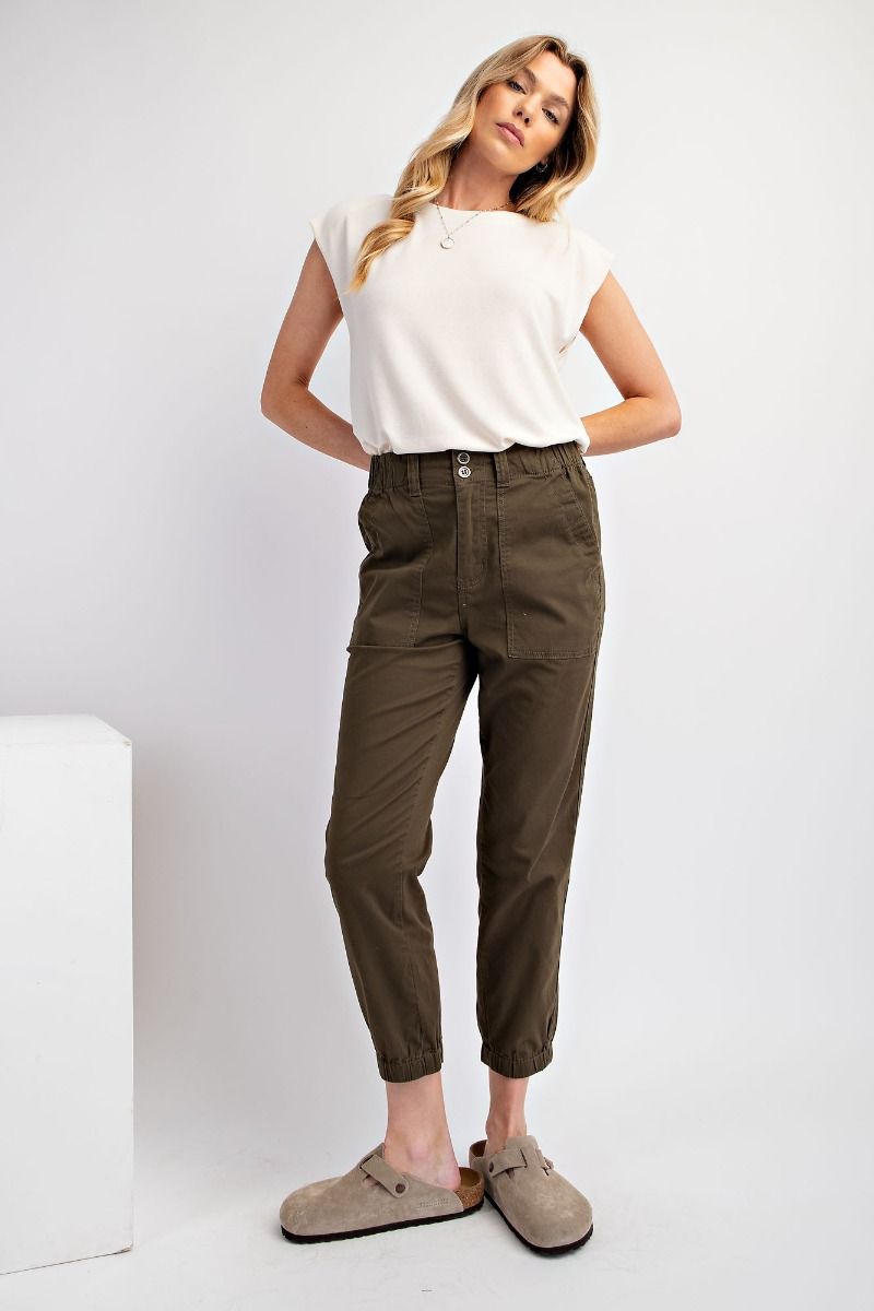 Straight leg joggers in Army