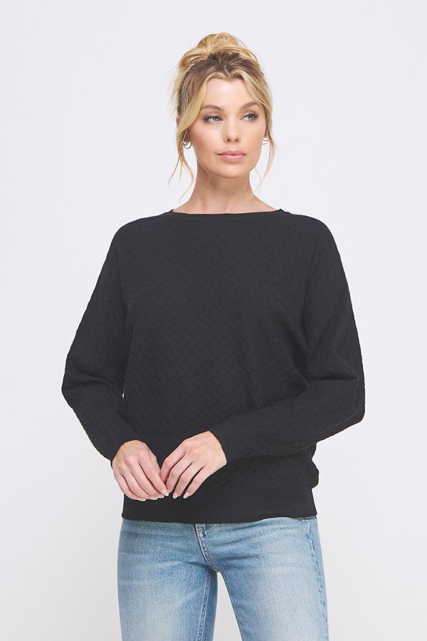 Herringbone Textured Dolman Sweater