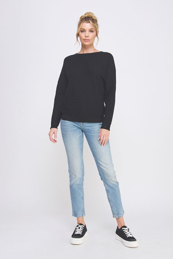 Herringbone Textured Dolman Sweater