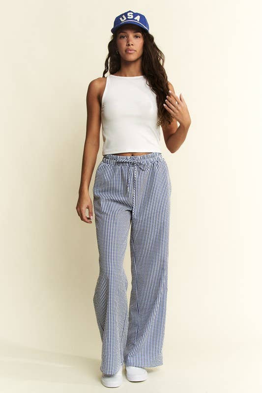 Gingham Boxer Pants in Blue