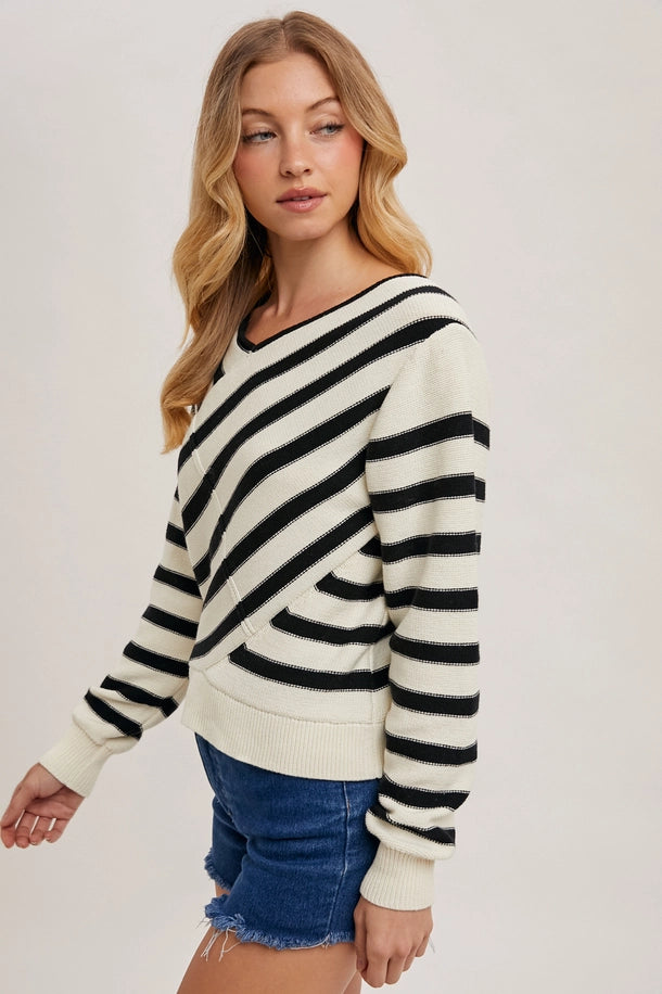 V-neck Stripe Sweater