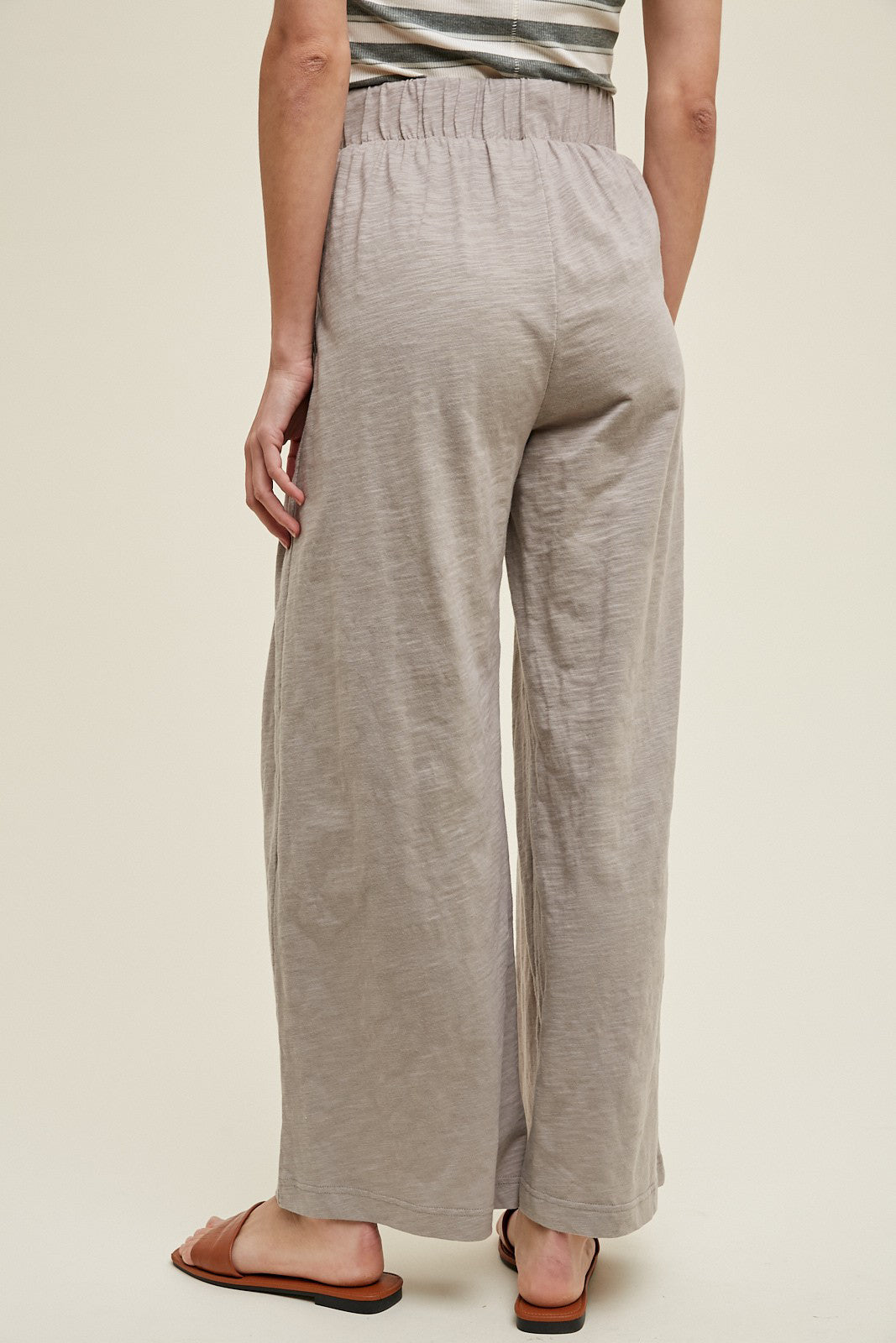 Front Tie Pants in Stone