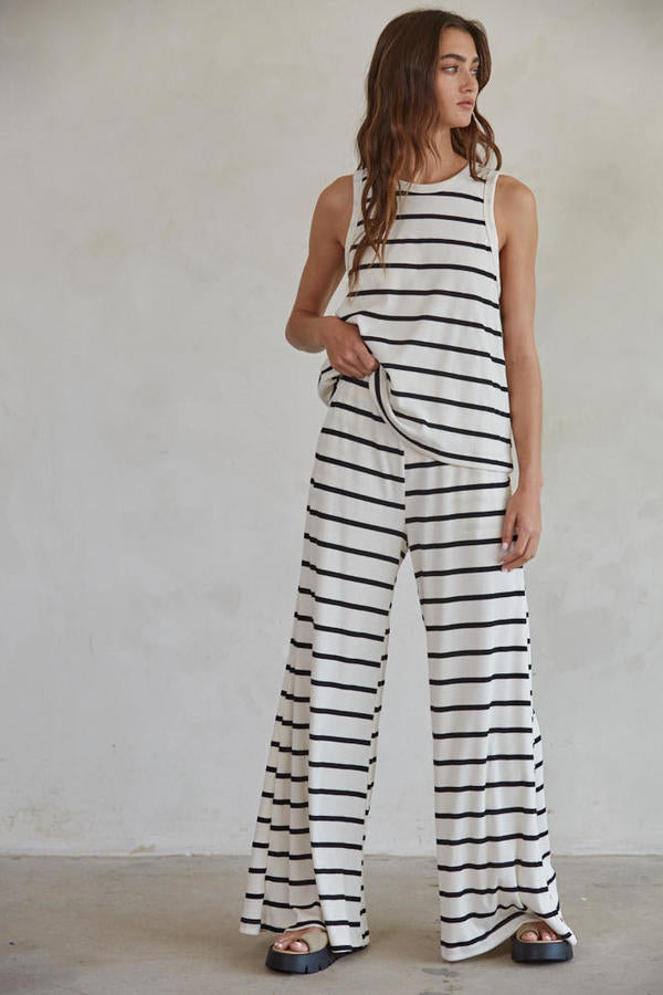 Black and White striped Pants
