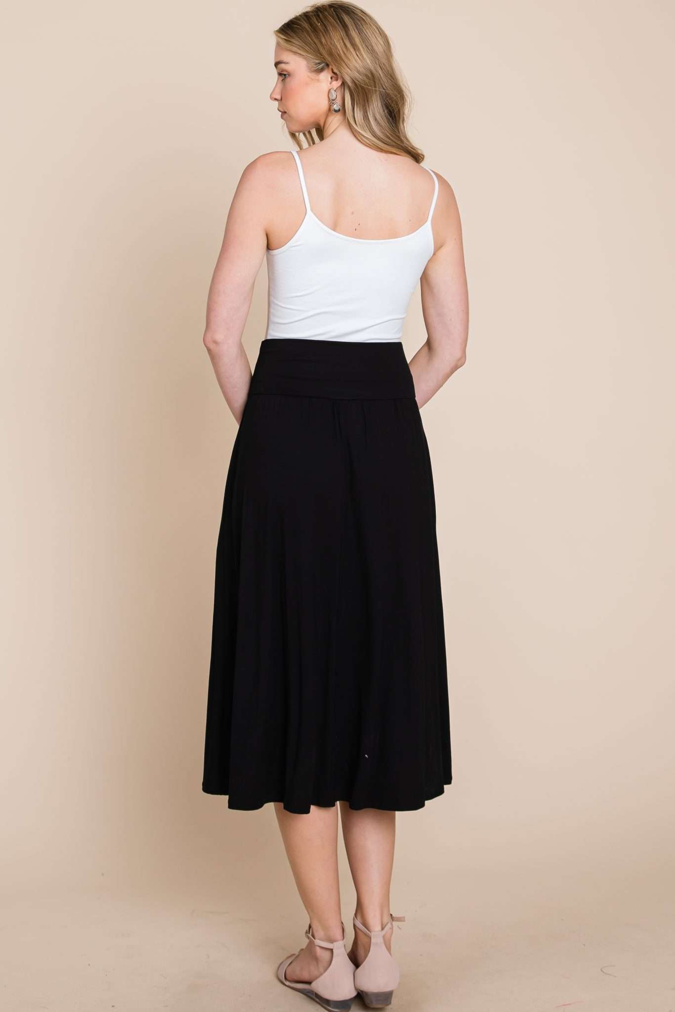 Jersey Knit Midi Skirt in Black