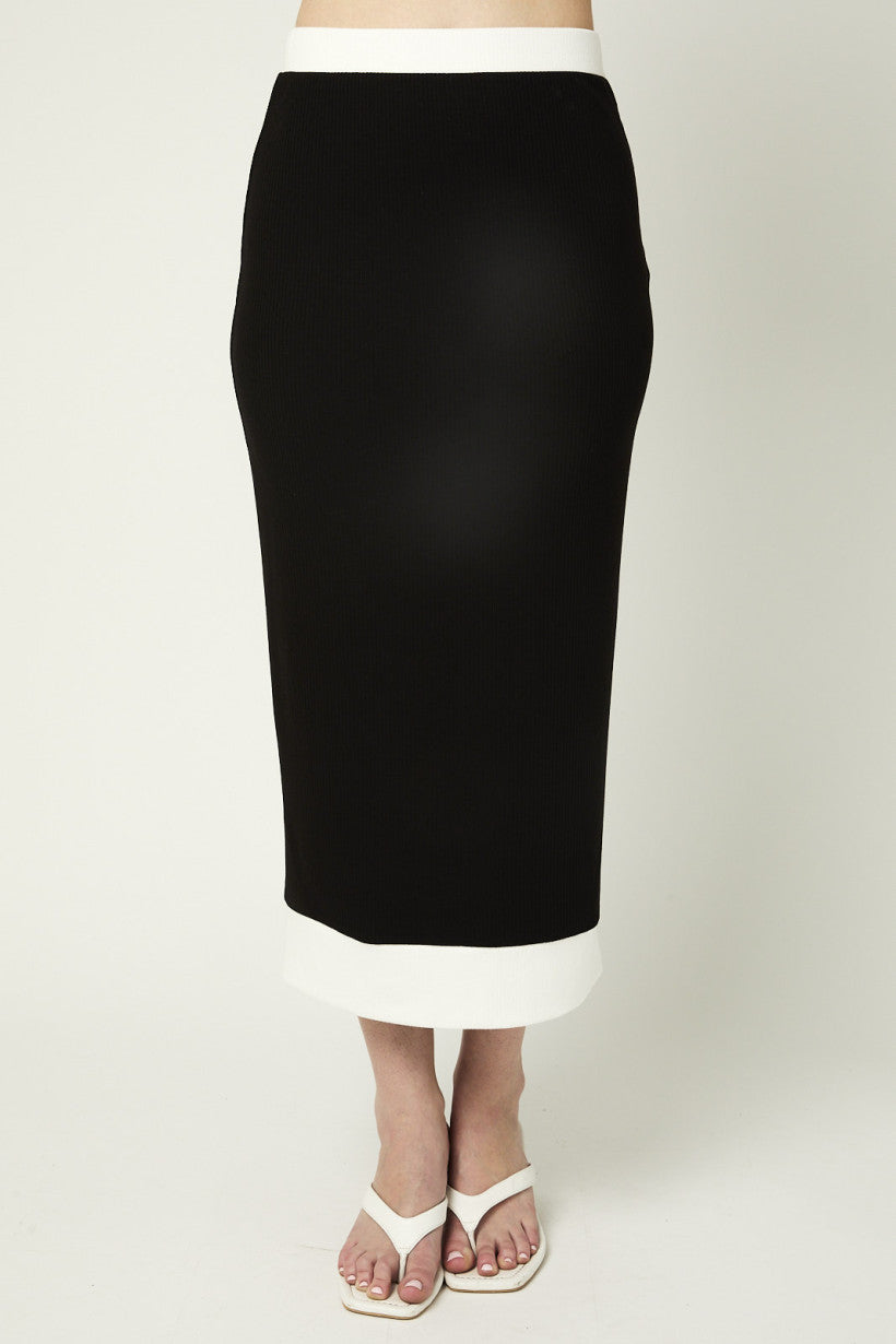 Knit Tank Skirt Set in Black/ White