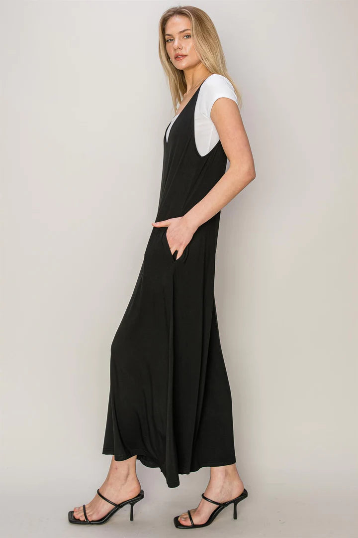Jersey V-neck Jumpsuit multiple colors 40% off use code:sale40
