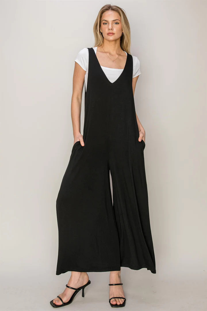 Jersey V-neck Jumpsuit multiple colors 40% off use code:sale40